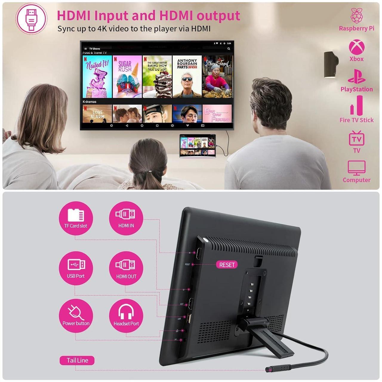 Alt view image 6 of 7 - Android 11 Car Headrest Video Players with 2.4G/5G Dual Brand WiFi, Dual Rear Seat TV Monitors Can Sync Screens, IPS Touch Screen 4K Tablets, HDMI Out/in Bluetooth FM USB-2G+32G