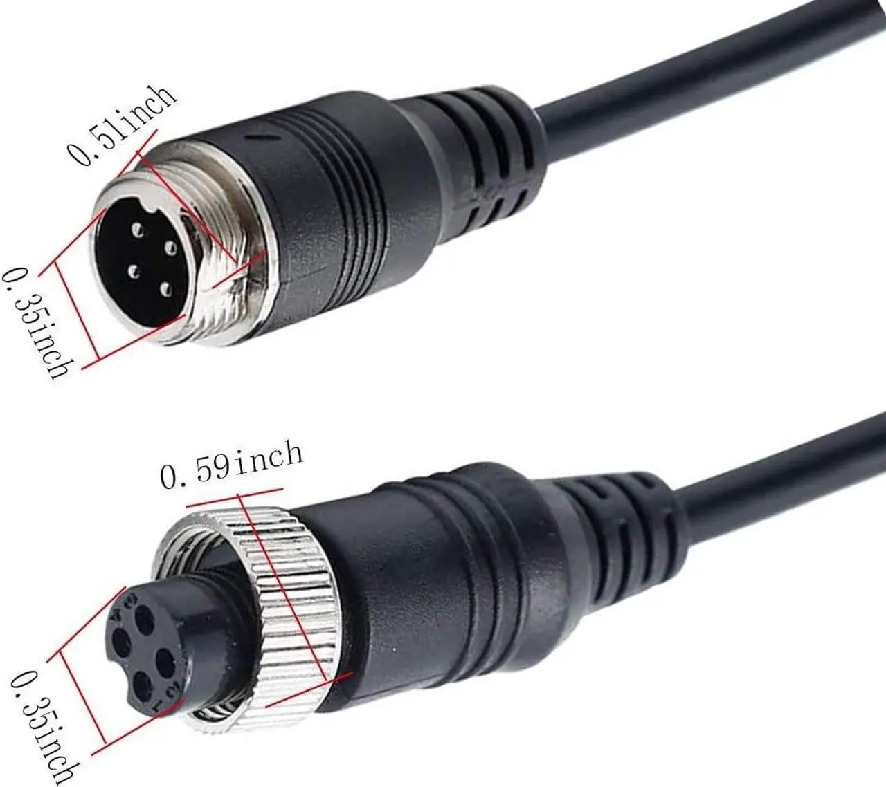 Alt view image 2 of 4 - Vehicle Dash Cam 4pin Video Extension Cord, 30ft - with Aeronautic Adapter for Backup Camera and AI Video Systems - Car Accessories - Compatible with RVs, Cars, Trucks, and Wireless Dash Cams