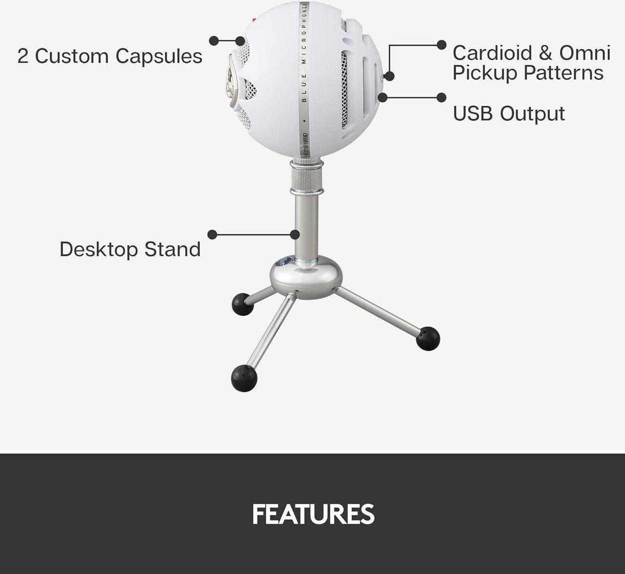 Alt view image 6 of 7 - For Creators Blue Snowball iCE USB Microphone for Gaming, Streaming, Podcasting, Twitch, YouTube, Discord, Recording for PC and Mac, Plug & Play-Black