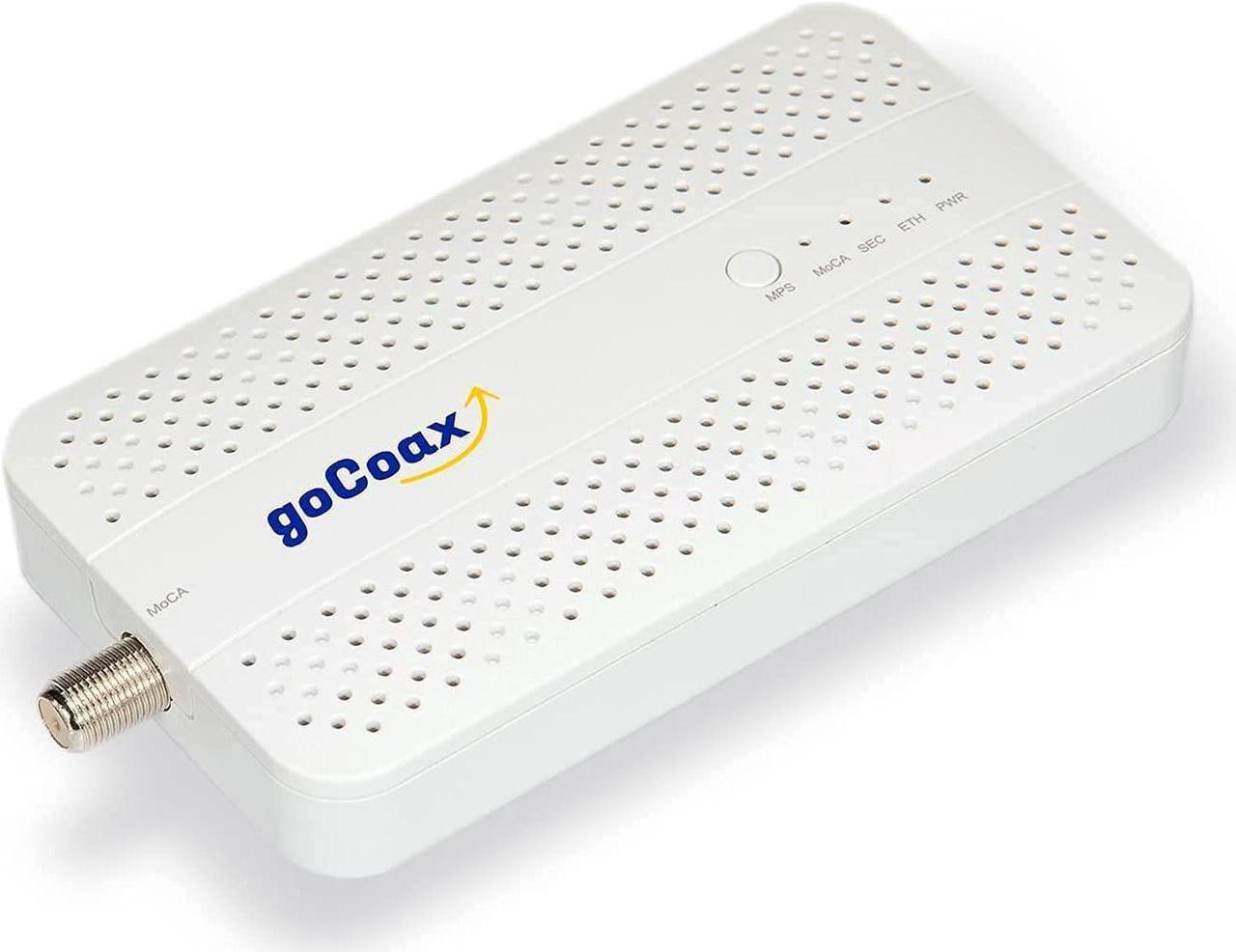 goCoax MoCA 2.5 Adapter with 2.5GbE Ethernet Port. MoCA 2.5. 1x 2.5GbE Port. Provide 2.5Gbps Bandwidth with existing coaxial Cables. White(Single, MA2500D)