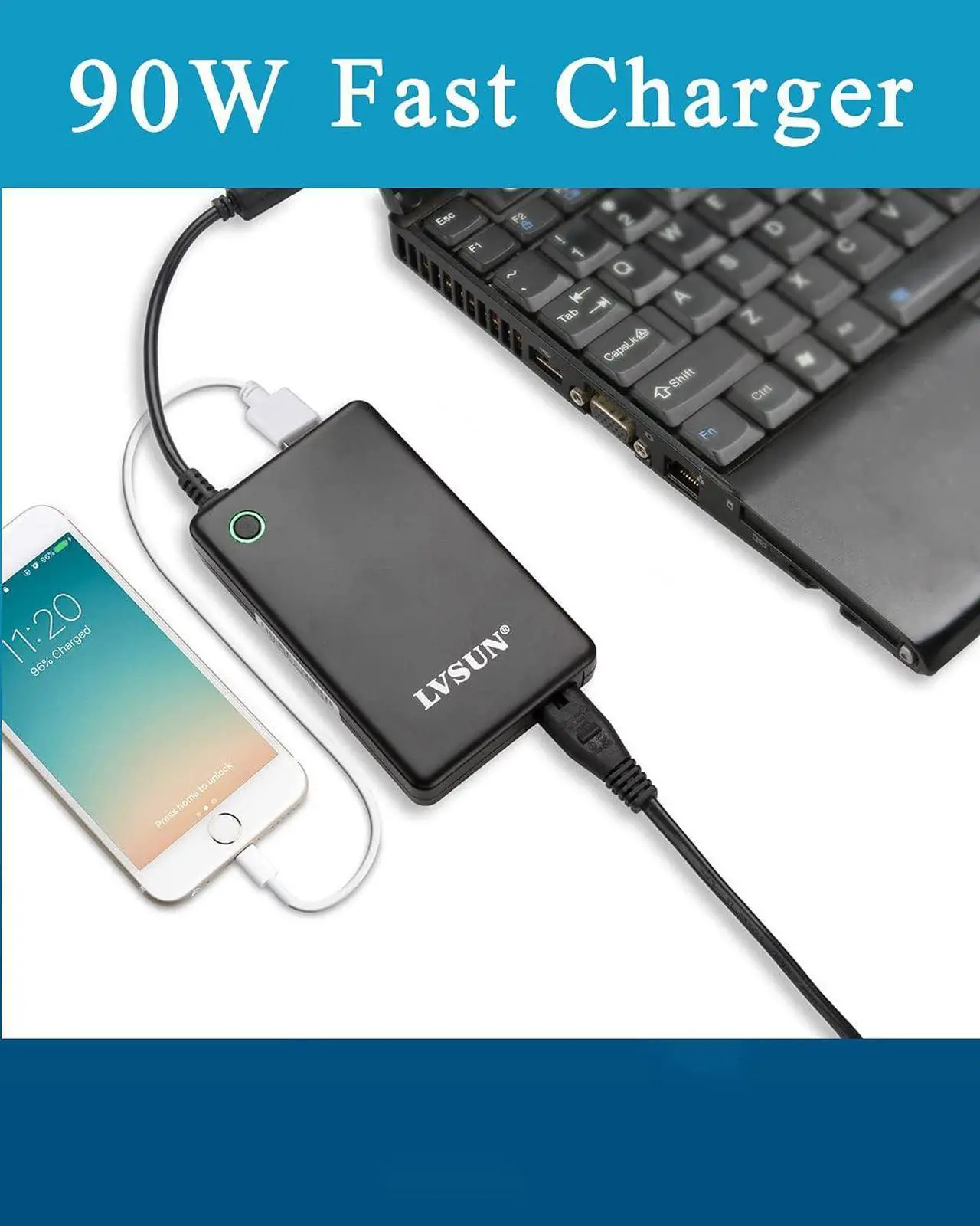 Alt view image 4 of 7 - Universal Laptop Charger with LCD Display 90W Slim AC Adapter Power Supply Cord with USB Port for Mobile/Tablet Compatible with Lenovo HP Dell Toshiba Samsung Acer Asus and Most Notebooks