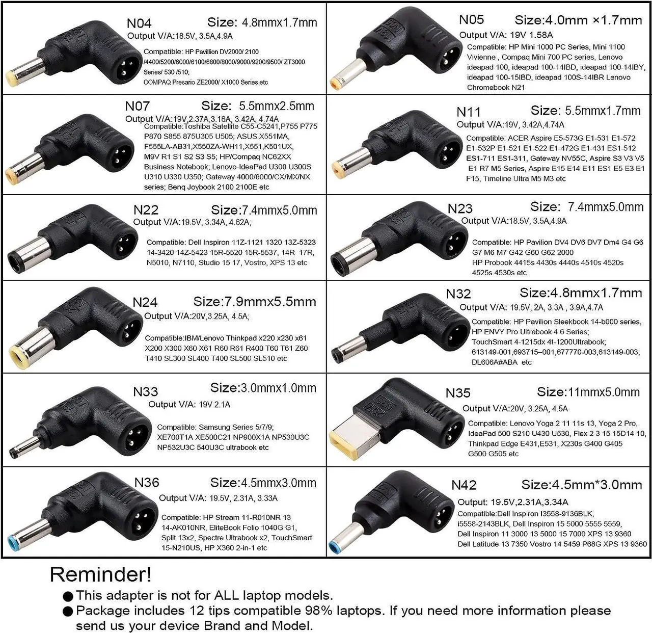 Alt view image 6 of 7 - Universal Laptop Charger with LCD Display 90W Slim AC Adapter Power Supply Cord with USB Port for Mobile/Tablet Compatible with Lenovo HP Dell Toshiba Samsung Acer Asus and Most Notebooks