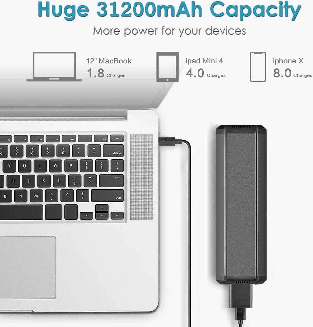 Alt view image 3 of 7 - AC Outlet Portable Laptop Power Bank, Universal 116Wh/31200mAh 100W Travel Laptop Charger, External Battery Pack for MacBook, Acer, HP, Samsung, Dell, ASUS, Lenovo, Notebook