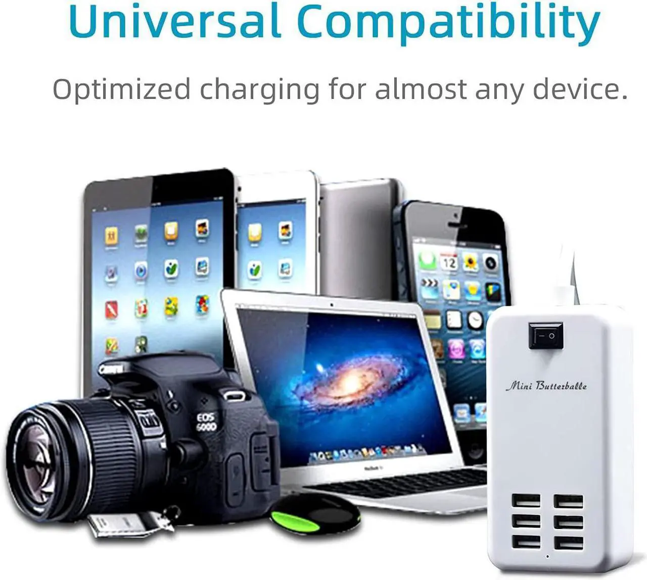 Alt view image 3 of 7 - 6 Ports USB Charger Hub Desktop US Plug AC Power Wall Travel Charging Adapter Slots Charging Station Extension Socket Outlet with Cable