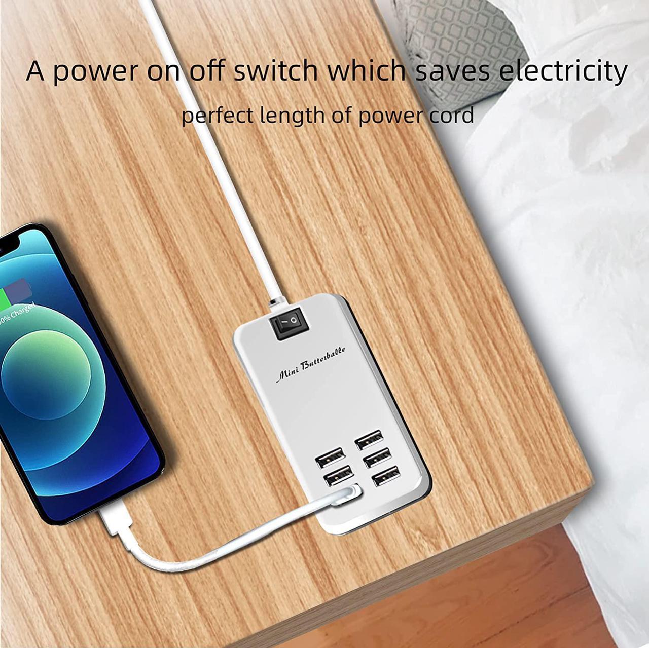 Alt view image 7 of 7 - 6 Ports USB Charger Hub Desktop US Plug AC Power Wall Travel Charging Adapter Slots Charging Station Extension Socket Outlet with Cable