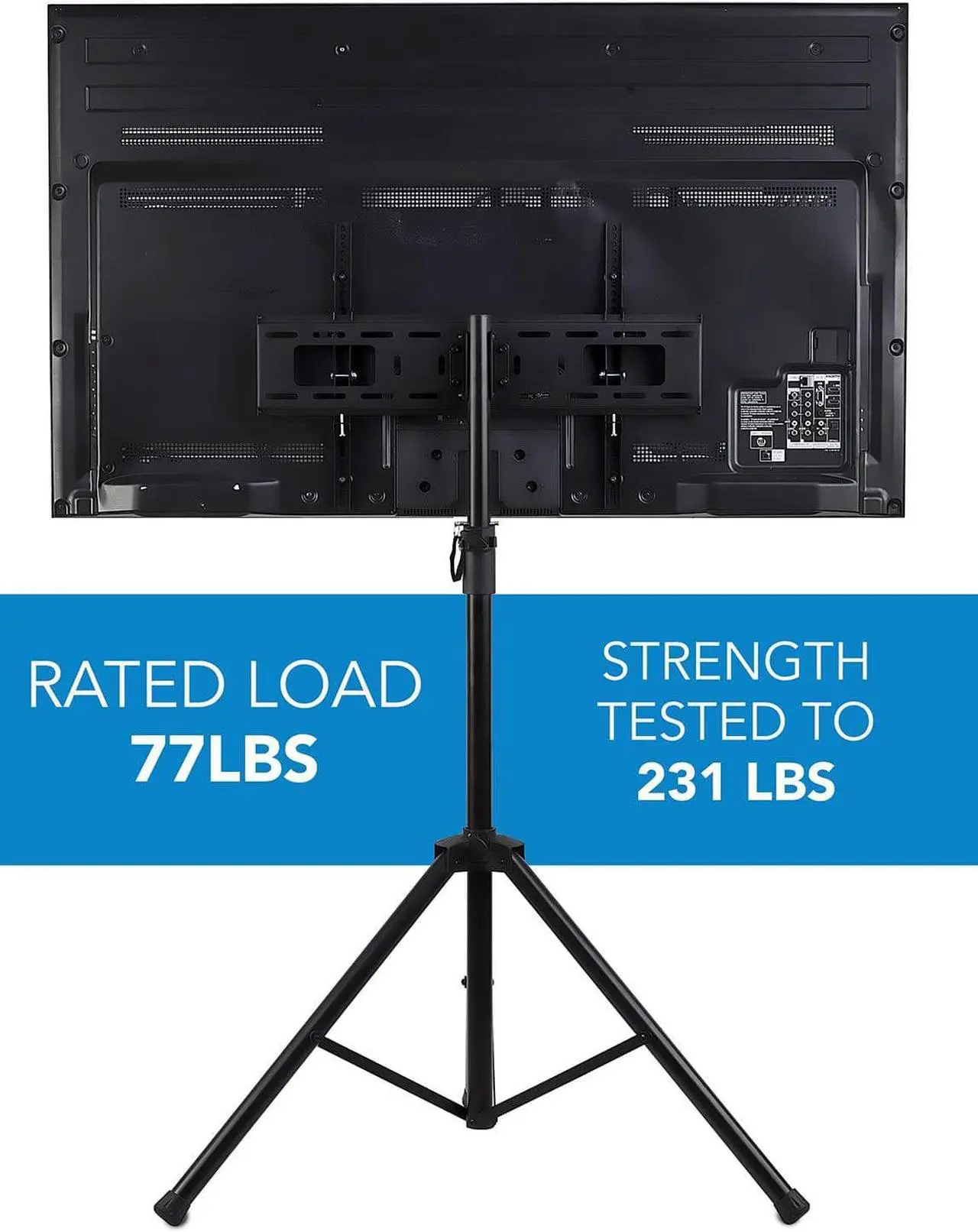 Alt view image 5 of 7 - TV Tripod Stand - Portable TV Stands for Flat Screens - Indoor or Outdoor TV Pole Stand - Television Tripod Stand for 32-70 Inches Screen - Single Pole TV Stand with 77lbs Capacity