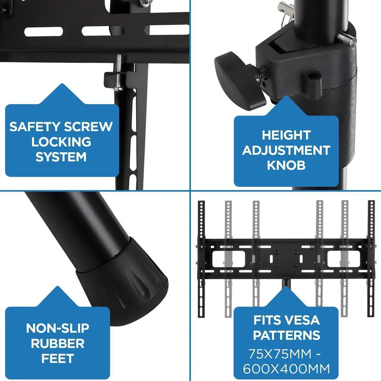 Alt view image 6 of 7 - TV Tripod Stand - Portable TV Stands for Flat Screens - Indoor or Outdoor TV Pole Stand - Television Tripod Stand for 32-70 Inches Screen - Single Pole TV Stand with 77lbs Capacity