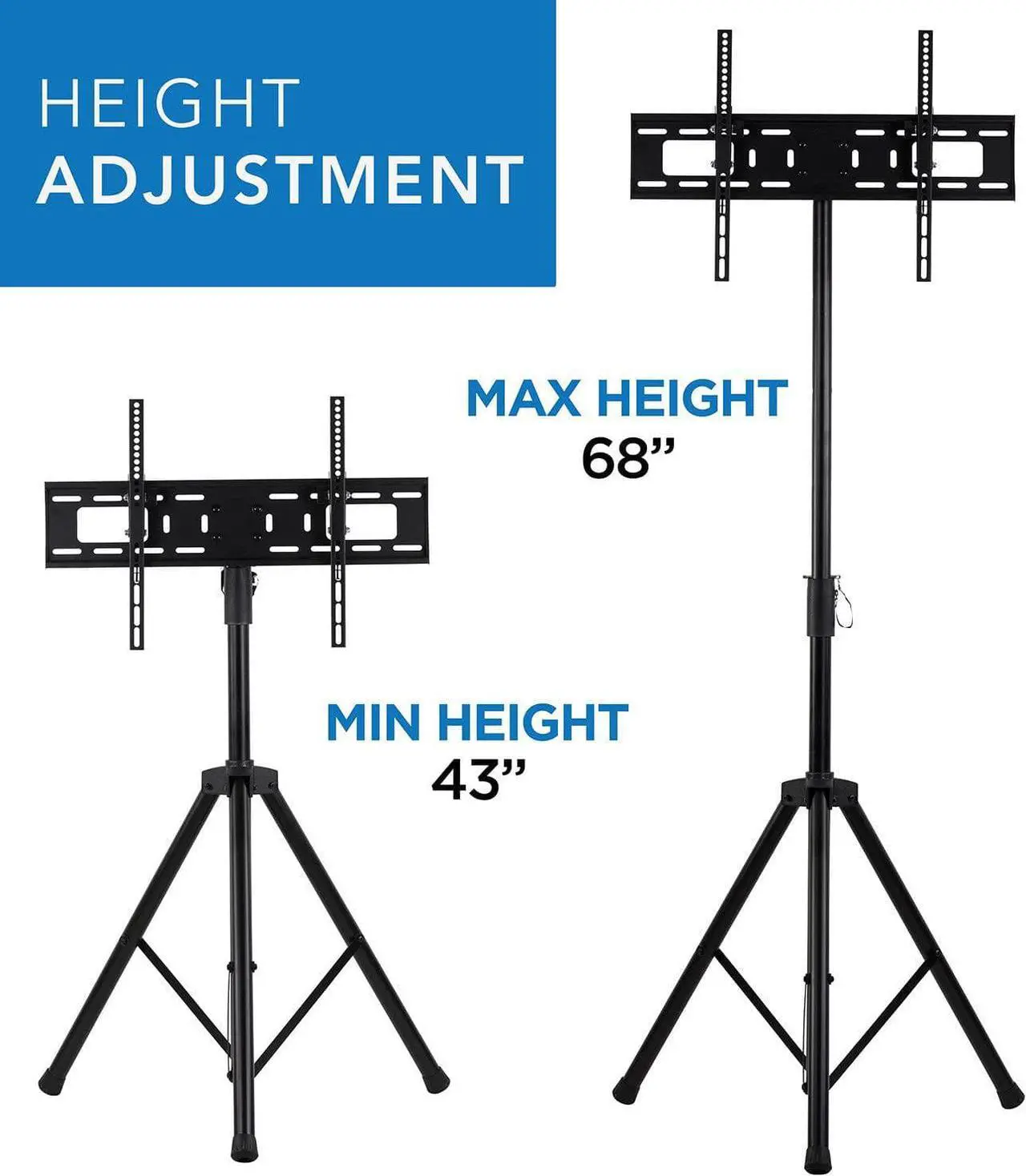 Alt view image 7 of 7 - TV Tripod Stand - Portable TV Stands for Flat Screens - Indoor or Outdoor TV Pole Stand - Television Tripod Stand for 32-70 Inches Screen - Single Pole TV Stand with 77lbs Capacity