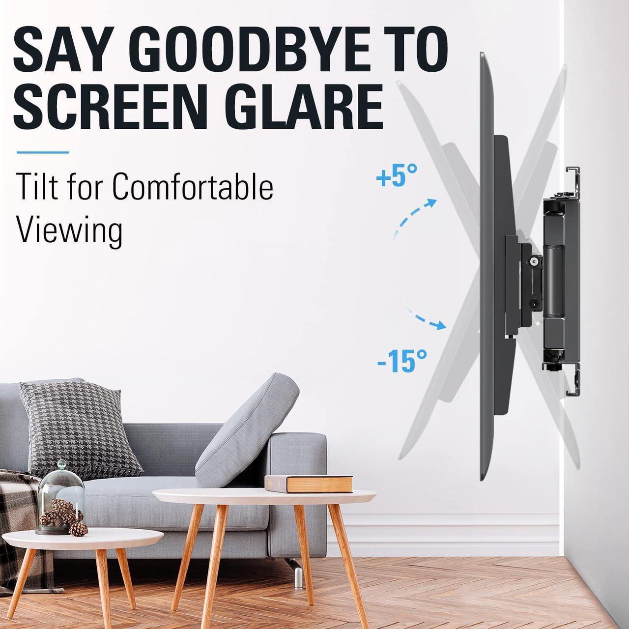 Alt view image 4 of 7 - TV Mount Full Motion TV Wall Mount for Most 32-65 Inch Flat Screen TV, Wall Mount TV Bracket with Dual Arms, Max VESA 400x400mm and 99 LBS, Fits 16", 18", 24" Studs MD2380-24K TV Mounts