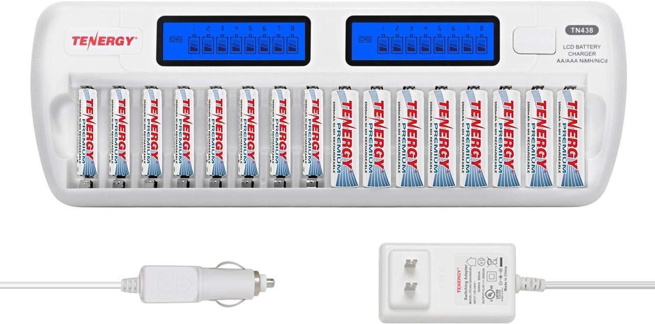 Main image of 16 Pack Premium Pro AA Rechargeable Batteries and TN438 16 Bay Battery Charger, Bulk Quantity Rechargeable AA Power