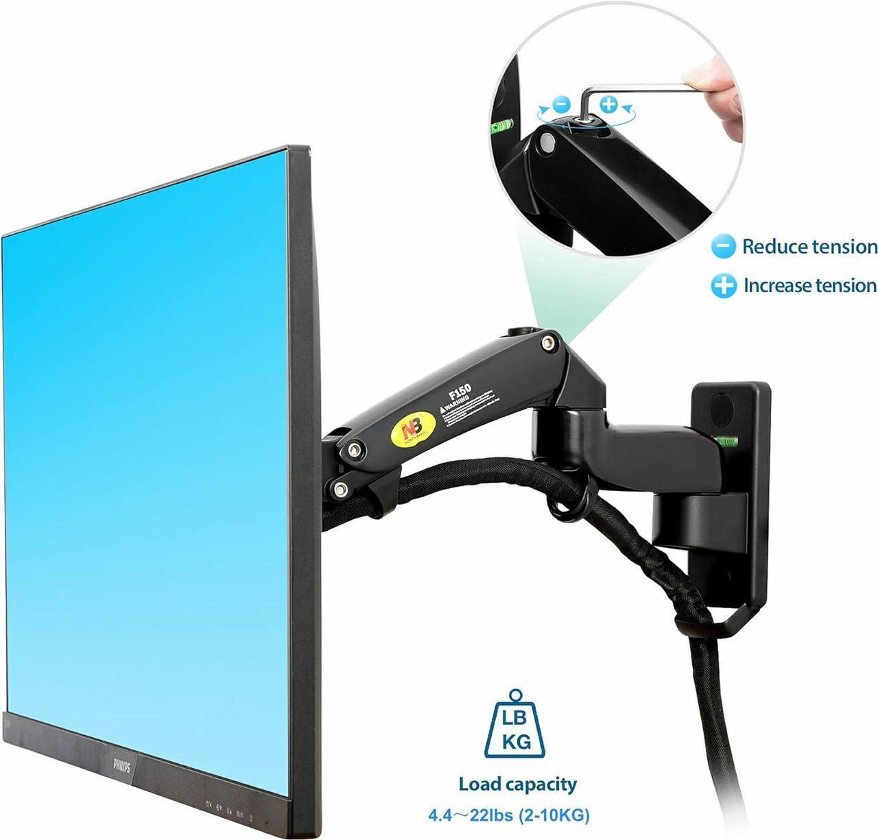 Alt view image 7 of 7 - NB North Bayou TV Monitor Wall Mount Bracket Full Motion Articulating Swivel for 17-35" Monitors (Load Capacity from 4.4 to 22lbs) Double Extension F150-B