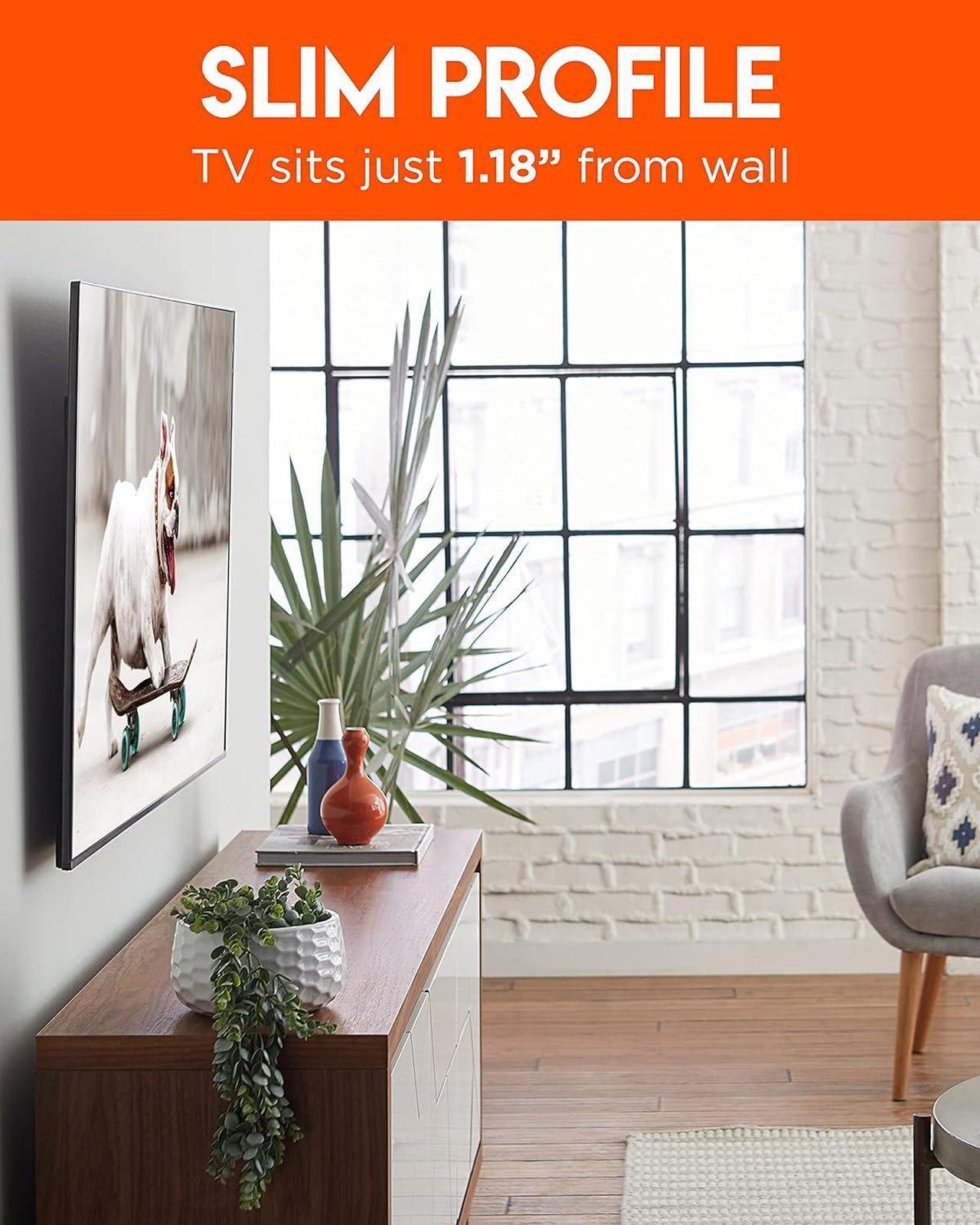 Alt view image 3 of 6 - No Drill TV Mount for Drywall - Slim No Stud Design Holds TVs Up to 100lbs with Nails - Easy Install with No Drilling Required