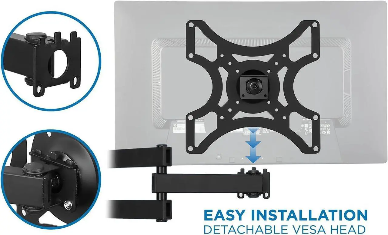 Alt view image 3 of 7 - Mount-It! TV Wall Mount Bracket with Full Motion Arm Fits 13-42 Flat Screen TVs VESA 75, 100, 200, 55lb Weight Capacity with 15" Extension