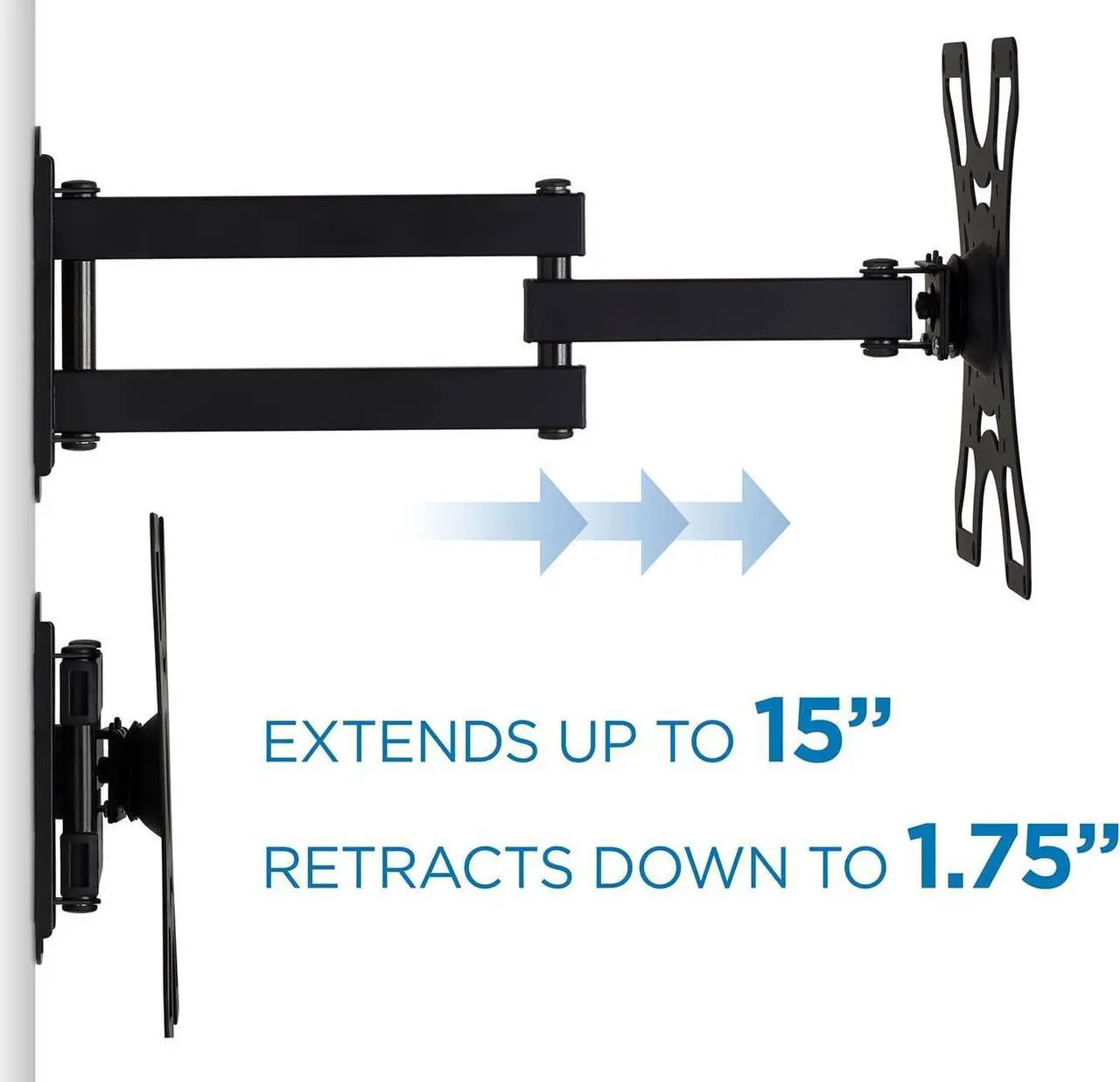 Alt view image 5 of 7 - Mount-It! TV Wall Mount Bracket with Full Motion Arm Fits 13-42 Flat Screen TVs VESA 75, 100, 200, 55lb Weight Capacity with 15" Extension