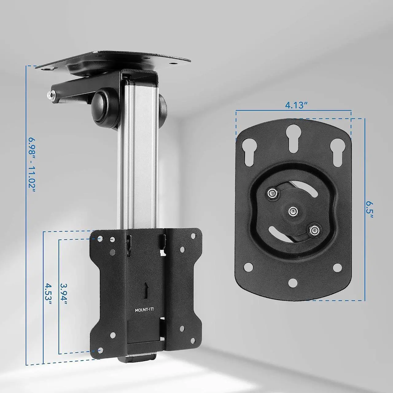 Alt view image 4 of 7 - Folding Ceiling TV Mount | Flip Down and Under Cabinet TV Bracket for Compact Screens 13-27 Inch | Space-Saving Tilt and Swivel Design | Adjustable Height | VESA 75x75, 100x100 | Max 44 lbs