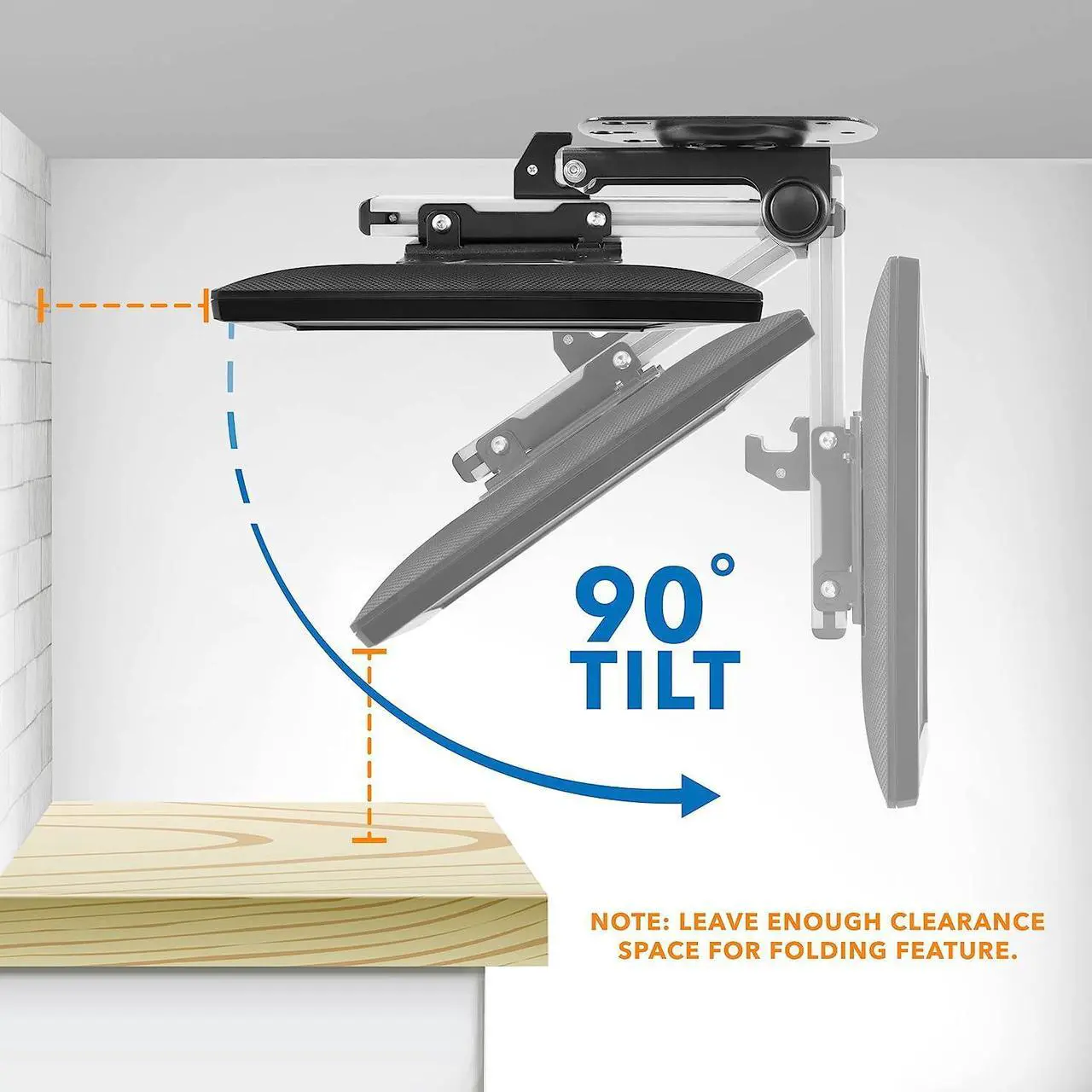 Alt view image 2 of 7 - Folding Ceiling TV Mount | Flip Down and Under Cabinet TV Bracket for Compact Screens 13-27 Inch | Space-Saving Tilt and Swivel Design | Adjustable Height | VESA 75x75, 100x100 | Max 44 lbs