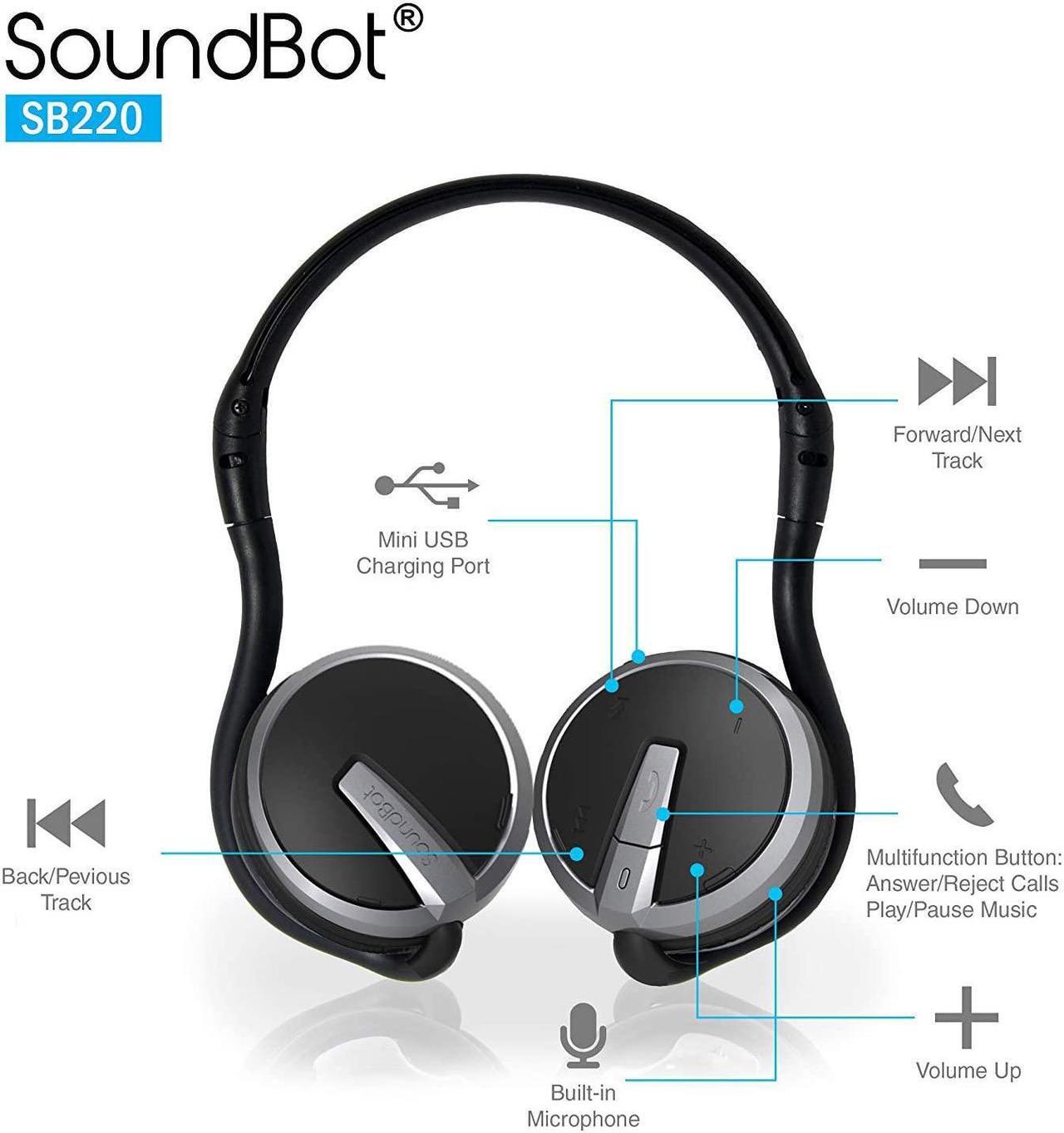 Alt view image 5 of 7 - Soundbot SB221 HD Wireless Bluetooth 4.0 Sports-Active Headphones for 20Hrs Music Streaming & 25Hrs HandsFree Calling with Sweat Resistant Ergonomic Secure-Fit Design & Voice Command Support, Black
