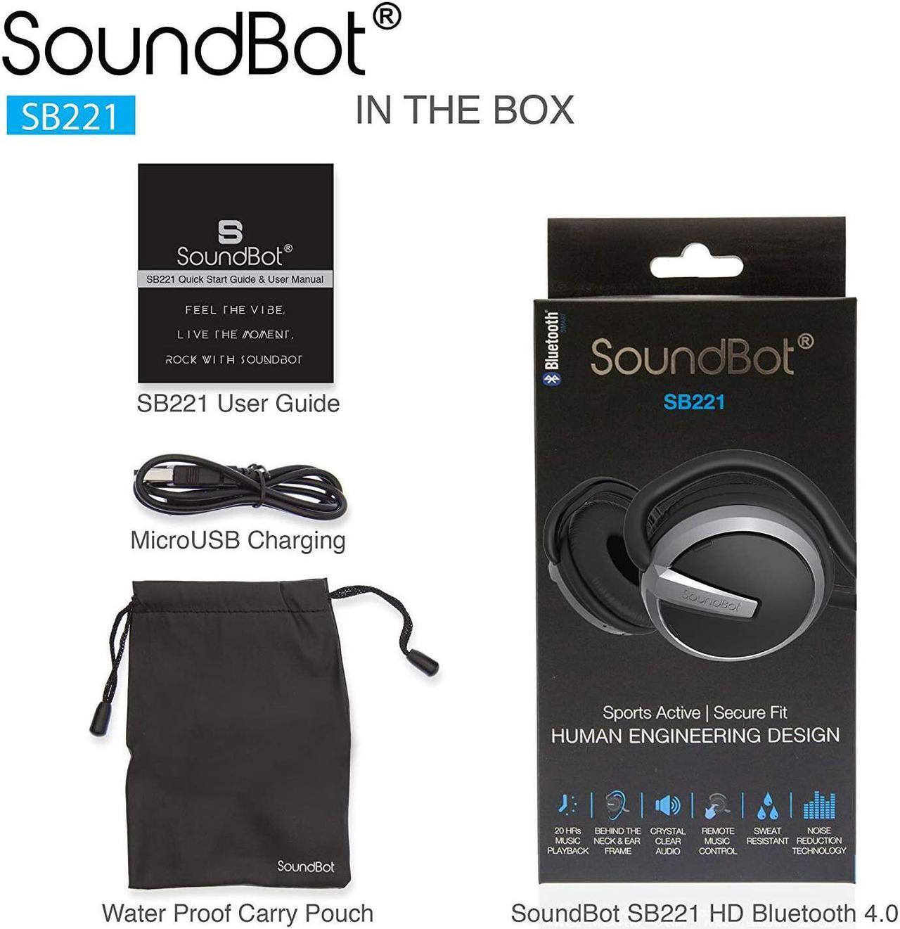 Alt view image 6 of 7 - Soundbot SB221 HD Wireless Bluetooth 4.0 Sports-Active Headphones for 20Hrs Music Streaming & 25Hrs HandsFree Calling with Sweat Resistant Ergonomic Secure-Fit Design & Voice Command Support, Black