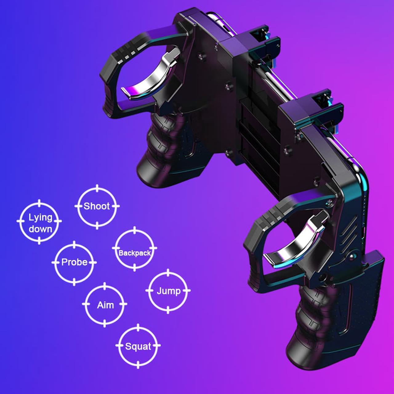 Alt view image 5 of 7 - PUGB Assistance Four-Finger Linkage Game Handle Peace Elite Fast Shooting Button Controller For PUBG Rules Of Survival Game Drop