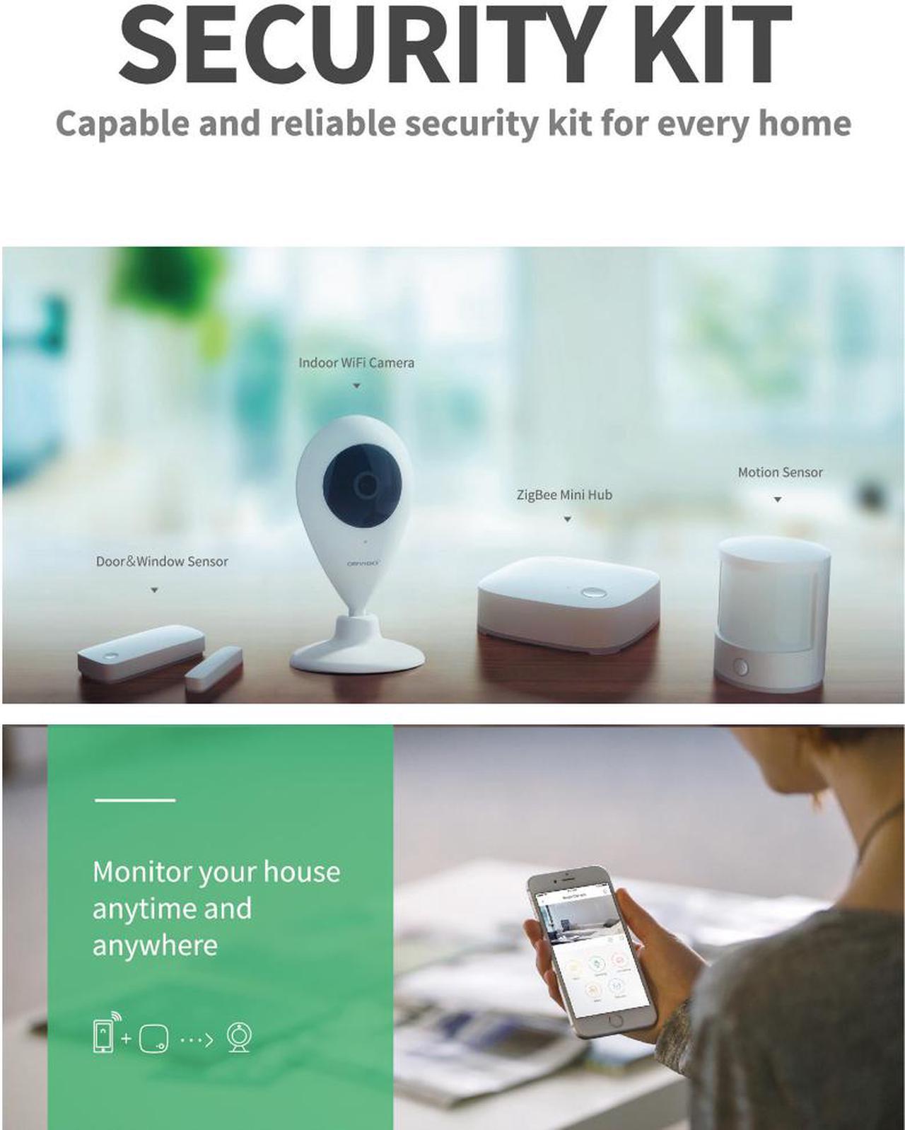 Alt view image 6 of 7 - Smart Home Wifi Security System Alarm Set Burglar Alarm Mini Hub IP camera Motion Sensor Door/Window Sensor Smart Camera for Home Doors and Windows