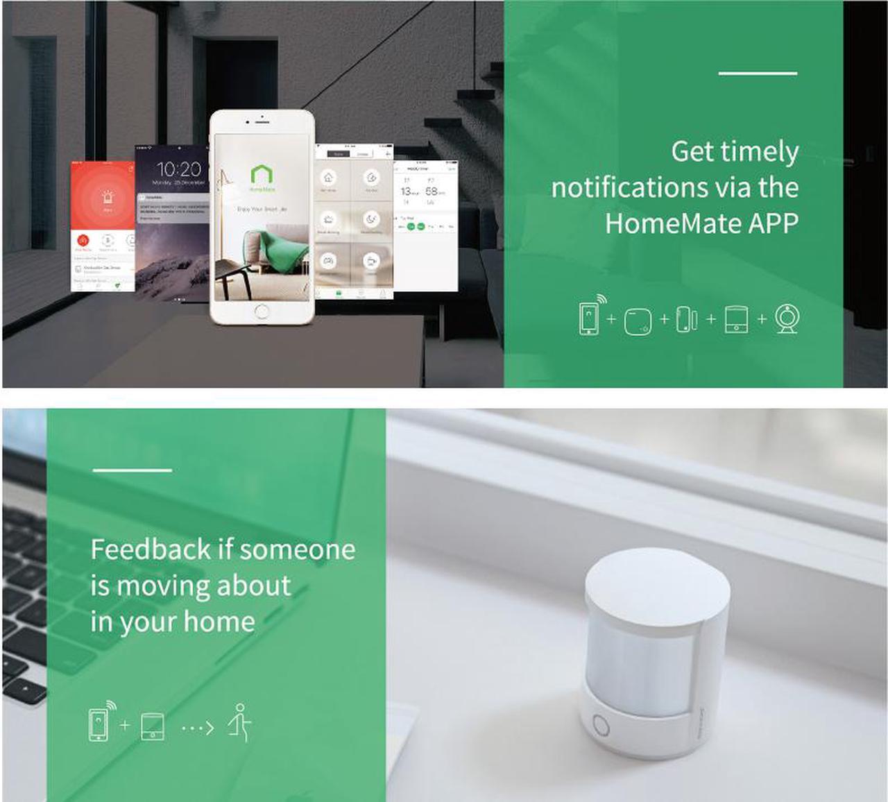 Alt view image 4 of 7 - Smart Home Wifi Security System Alarm Set Burglar Alarm Mini Hub IP camera Motion Sensor Door/Window Sensor Smart Camera for Home Doors and Windows