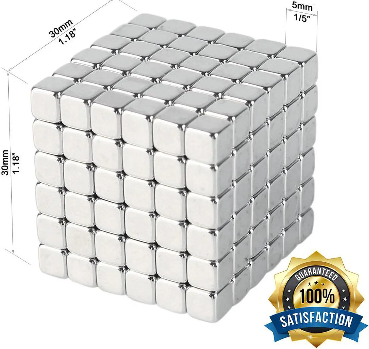 Alt view image 4 of 7 - Upgraded Magnetic Cube 5mm 216pcs Silver Magnets Blocks Multi-Use Square Cube Magnets Toy Stress Relief Toys for Kids
