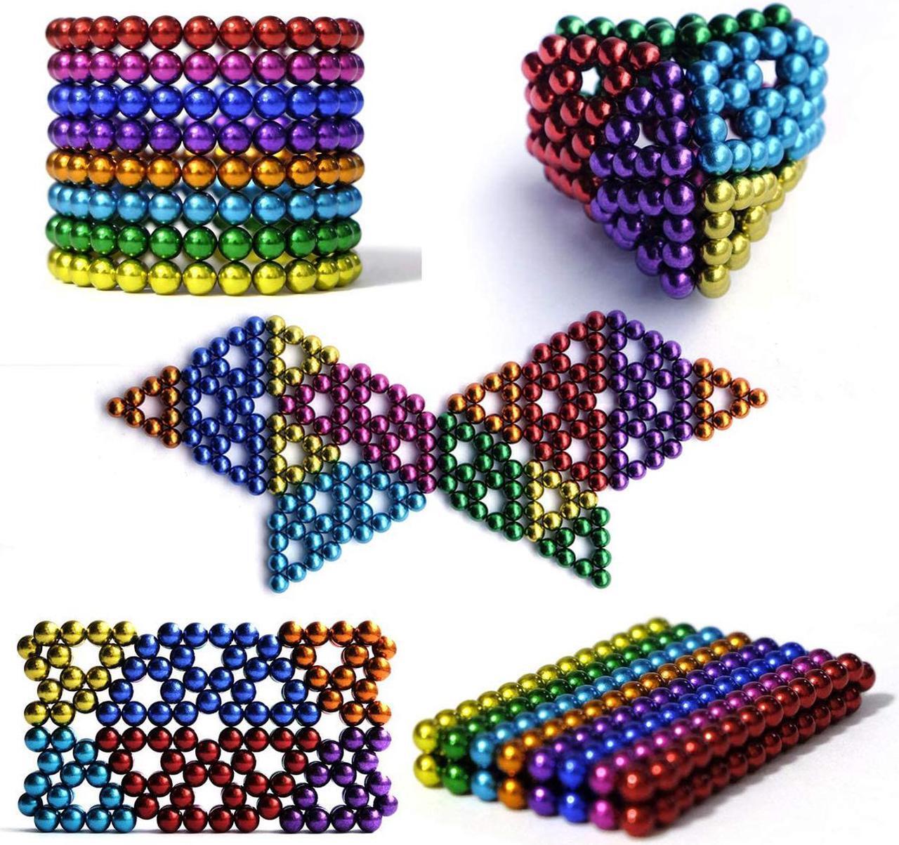 Alt view image 5 of 6 - Magnetic Balls  3mm 1000 pcs 10 Rainbow Colors Balls Multicolored Large Cube Building Blocks Sculpture Educational Intelligence Development Stress Relief Imagination Gift
