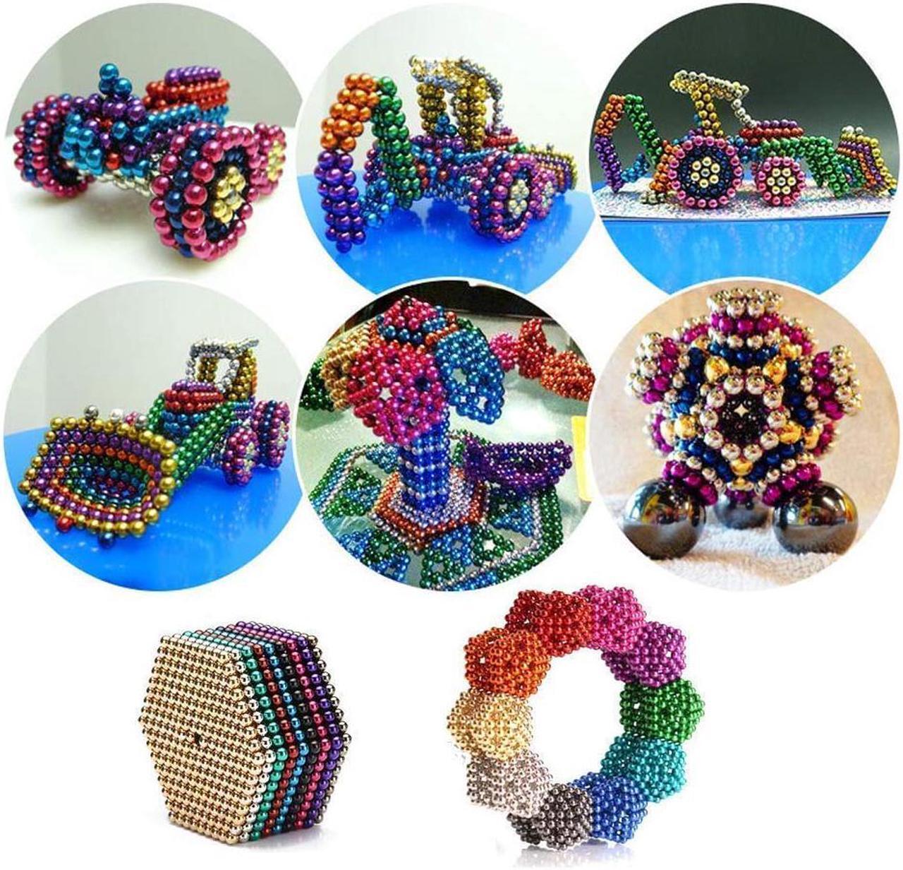 Alt view image 3 of 6 - Magnetic Balls  3mm 1000 pcs 10 Rainbow Colors Balls Multicolored Large Cube Building Blocks Sculpture Educational Intelligence Development Stress Relief Imagination Gift