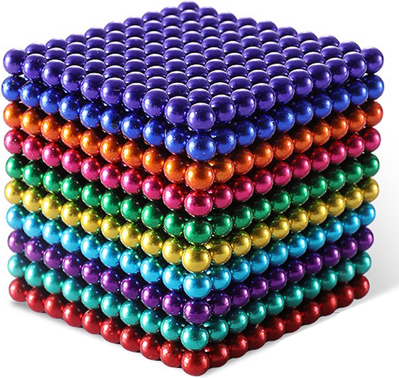 Alt view image 6 of 6 - Magnetic Balls  3mm 1000 pcs 10 Rainbow Colors Balls Multicolored Large Cube Building Blocks Sculpture Educational Intelligence Development Stress Relief Imagination Gift