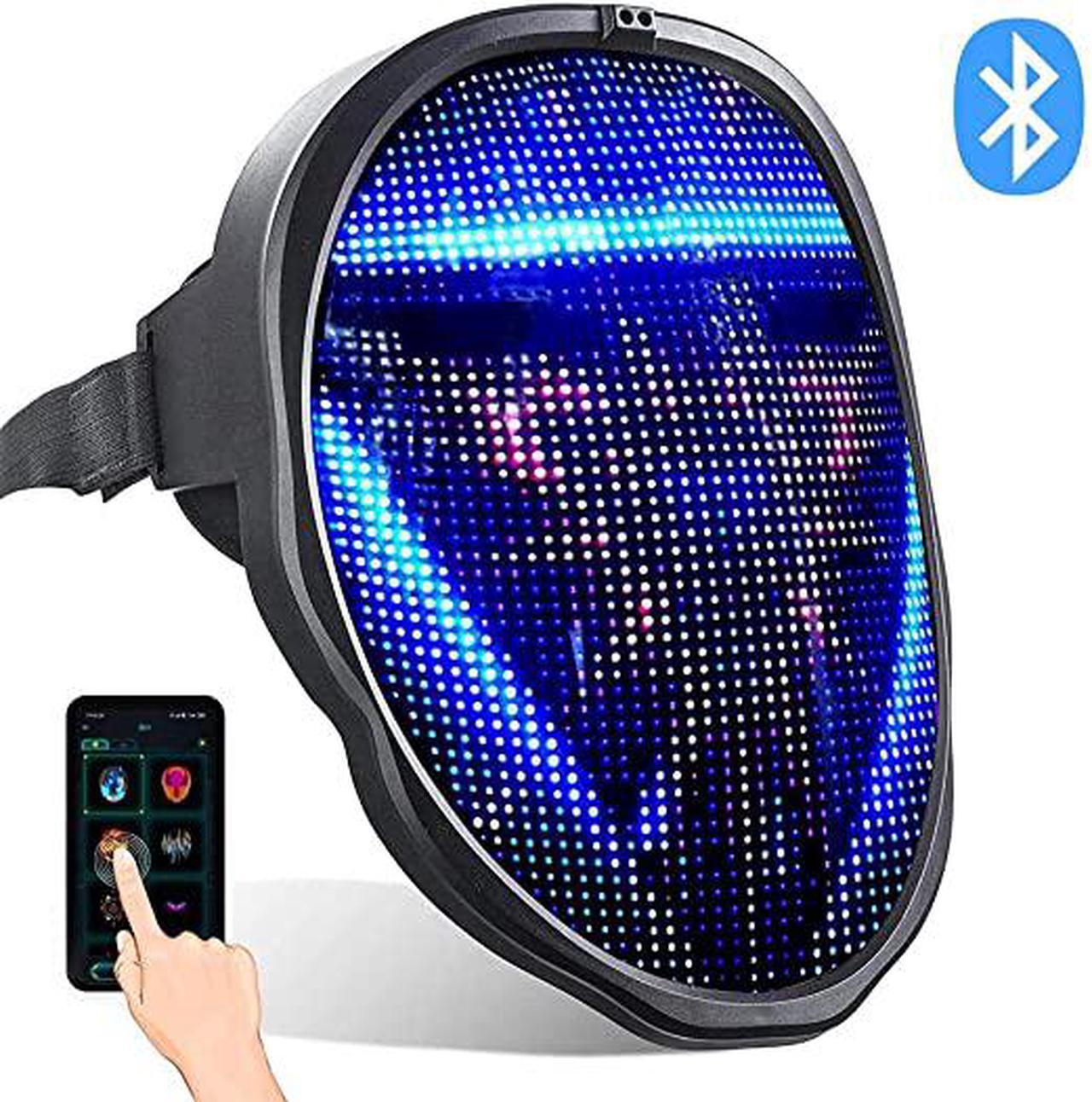 Main image of LED Mask with App Bluetooth Programmable, USB Rechargeable Light up Halloween Christmas Cosplay Costume Party Personalized Smart Facial Cool Full Masks for Adults Men Women