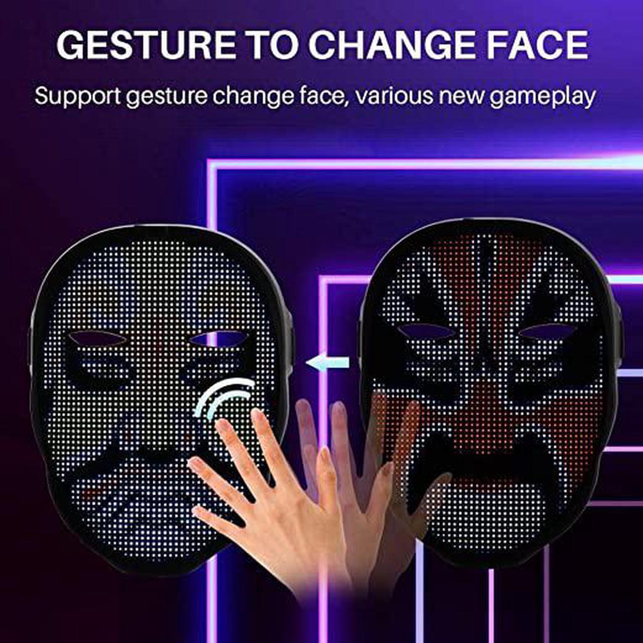 Alt view image 2 of 7 - LED Mask with App Bluetooth Programmable, USB Rechargeable Light up Halloween Christmas Cosplay Costume Party Personalized Smart Facial Cool Full Masks for Adults Men Women