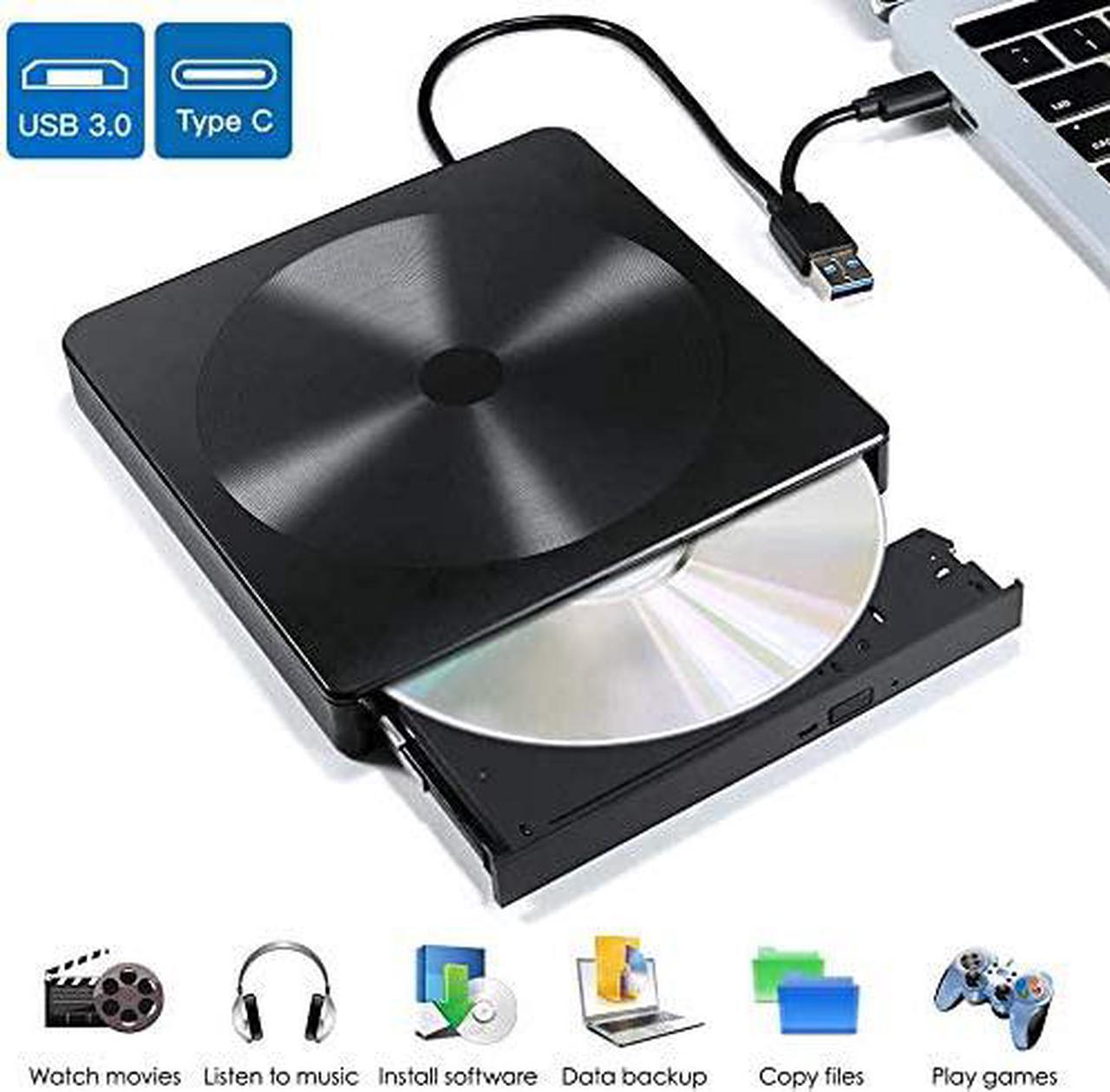 USB C External CD DVD Drive, USB Type C Adapter to USB 3.0 Superdrive DVD CD+/-RW Burner Writer Optical Drive Compatible for Windows 10/8/ 7 Laptop/MacBook/Desktop PC of HP Dell LG Asus Acer