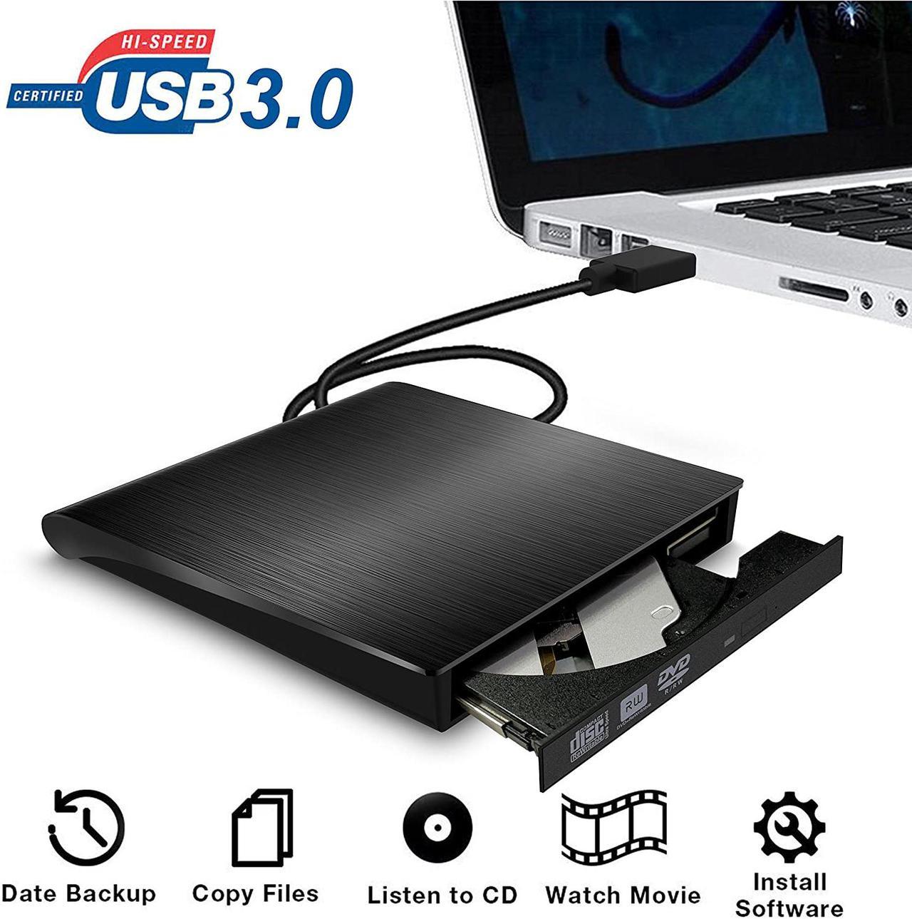 External CD DVD Drive USB 3.0, Premium Portable DVD/CD ROM +/-RW Optical Drive Burner Writer Player for Windows 10/8/7, Linux, Mac OS Laptop Desktop, MacBook Pro/Air, iMac