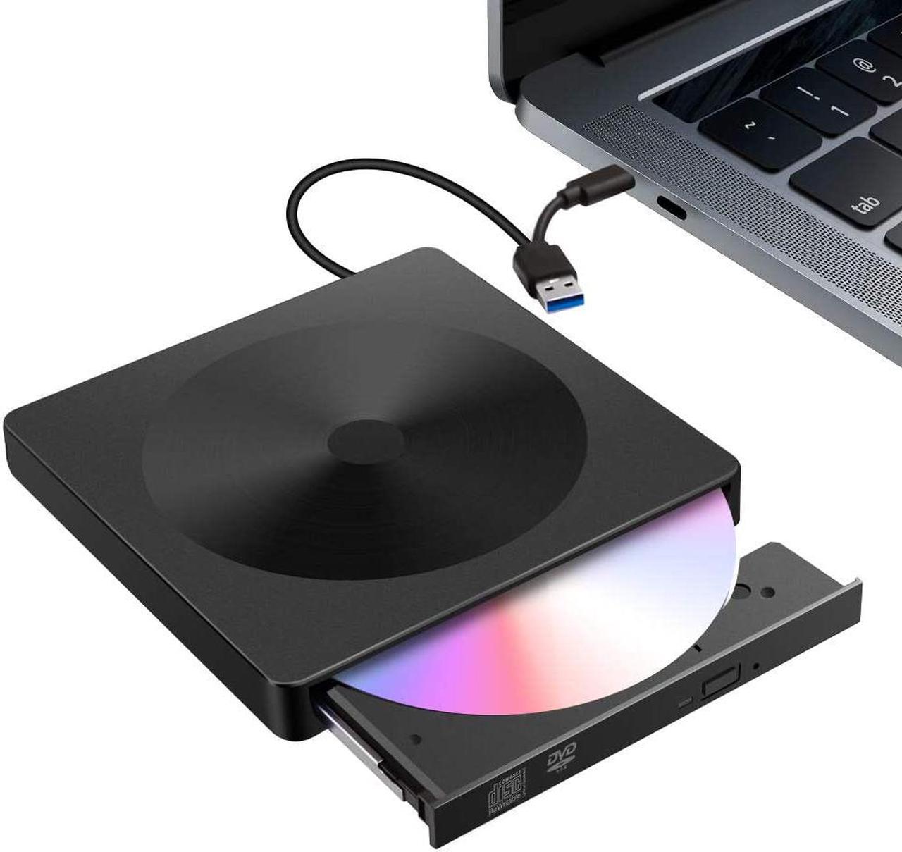 External CD DVD drive, USB 3.0 type C dual port slim CD RW / VCD RW burner and reader Low-noise, high-speed data transfer Super drive for MacBook, laptop, desktop, Win 7/8/10 / XP