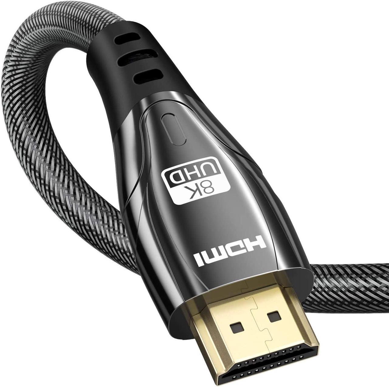 8K HDMI 2.1 Cable 6.6Ft/2M, Ultra High Speed 48Gbps 8K@60Hz, 4K@120Hz@144Hz DSC,HD UHD 7680×4320, eARC HDR10+, HDCP 2.2&2.3, Compatible with PS5/PS4/PS3 (Black)