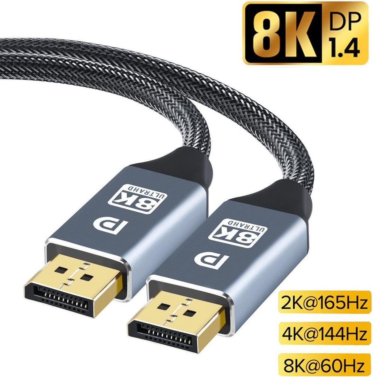 8K DisplayPort to Displayport Cable (1M/3.3FT) DP 1.4, Ultra HD Video Resolution Copper Cord 8K @60Hz 4K@144Hz High Speed 32.4Gbps HDCP 3D Slim Flexible DP to DP Cable for TV Gaming PC Monitor Laptop