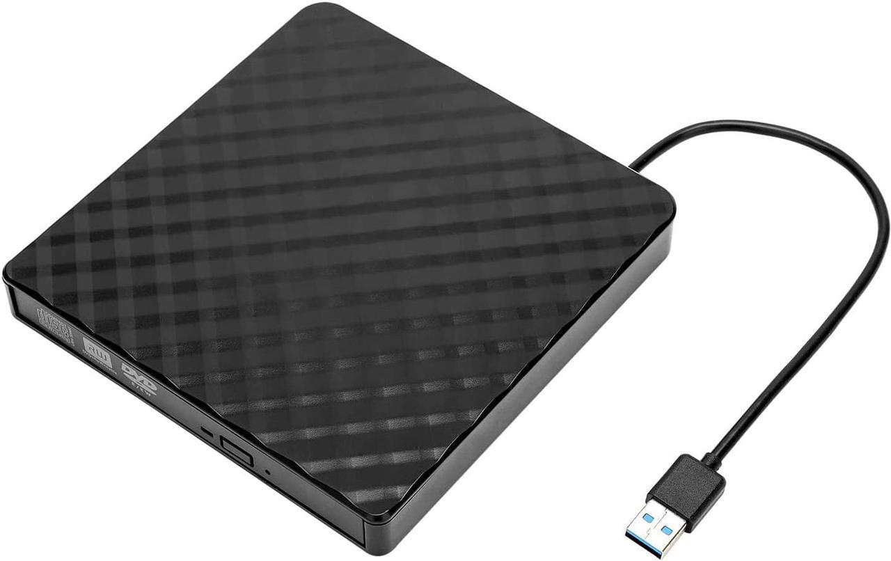 External CD DVD Drive, USB 3.0 Slim Portable Reader Rewriter CD/DVD-RW DVD Burner Low Noise High-Speed Data Transfer Super Drive for Desktop Laptop Windows7/8/10 Vista/XP/Mac OS (Black)