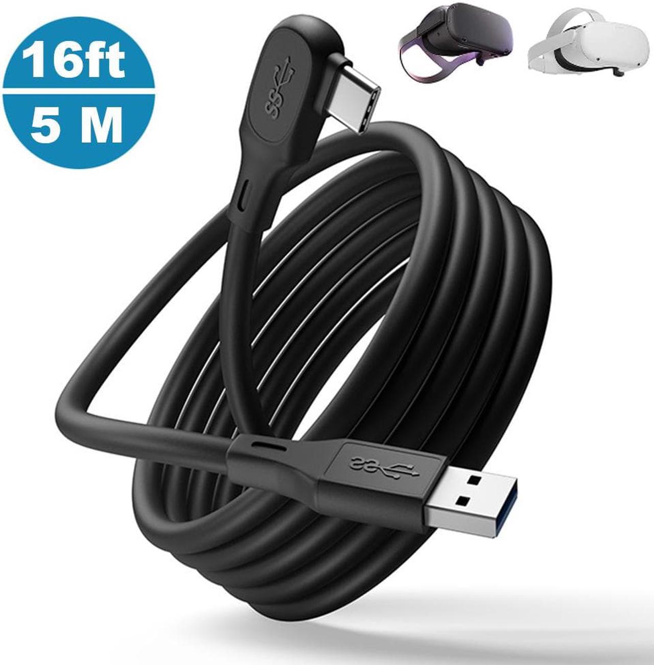 VR Link Cable 5M/16 FT for Oculus Quest 2 and PICO 4, VR Headset Link Cable for Meta Quest Pro 2/1 Gaming PC, High-Speed USB 3.0 USB A to USB C Cable for PC VR and Steam VR (Black)