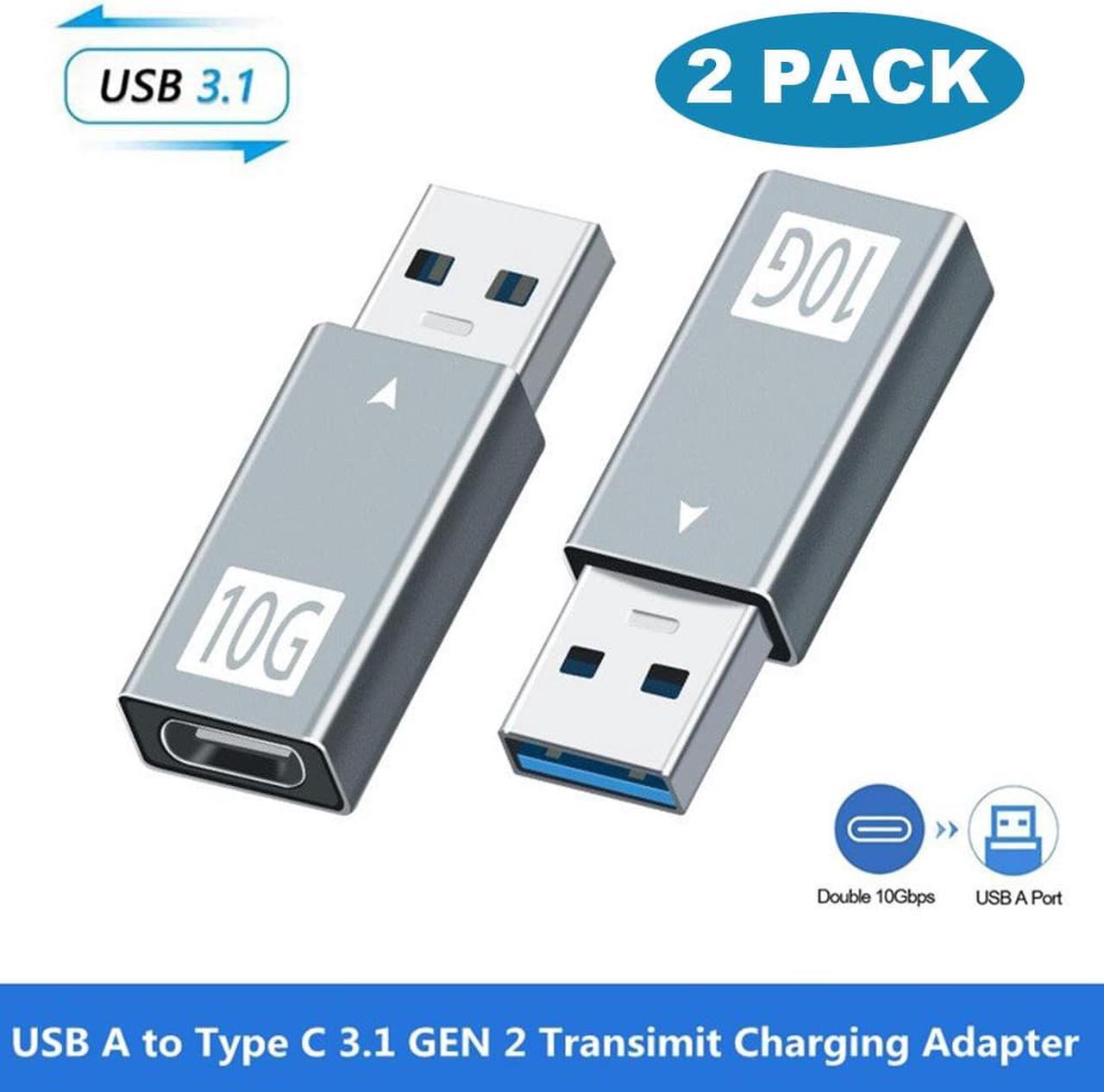 [10Gbps] USB C Female to USB Male Adapter [2 PACK], USB 3.1 USB A to USB C Adapter SuperSpeed Data Sync. Compatible with PC, Laptop, Quest Link, Power Bank, Type-C Earphone etc.