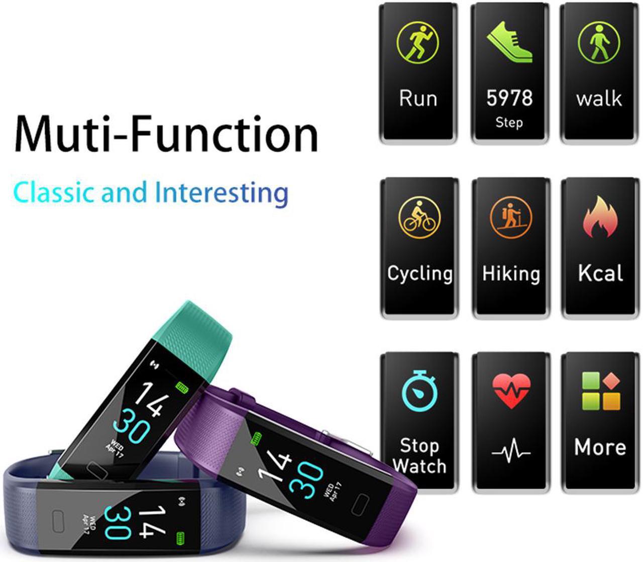 Alt view image 4 of 7 - Fitness Tracker, Activity Tracker Watch With Heart Rate Monitor, Message Notification, Waterproof IP68 Pedometer With Step Counter Sleep Monitor Calorie Counter For Android & IPhone