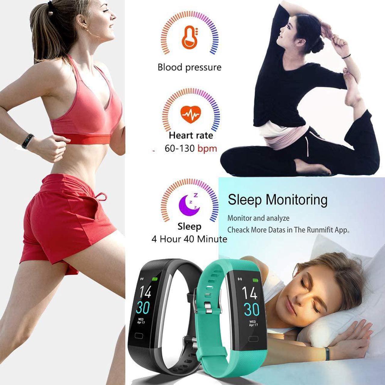 Alt view image 5 of 7 - Fitness Tracker, Activity Tracker Watch With Heart Rate Monitor, Message Notification, Waterproof IP68 Pedometer With Step Counter Sleep Monitor Calorie Counter For Android & IPhone
