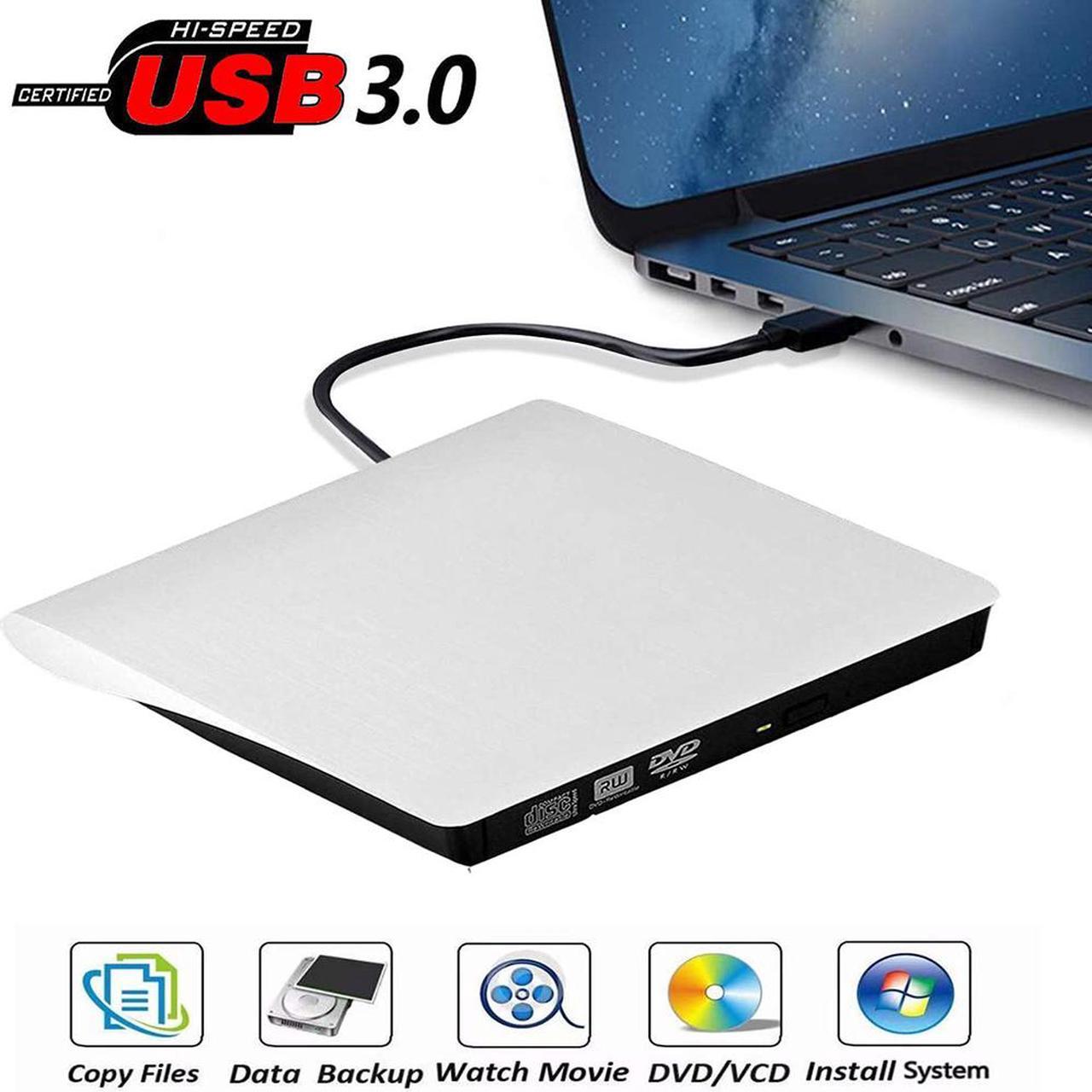 External CD DVD Drive, USB 3.0 Portable CD/Dvd +/-Rw Drive Slim Dvd/CD Rom Rewriter DVD Burner For Laptop Desktop PC Windows 10/8/XP and Linux Mac Os