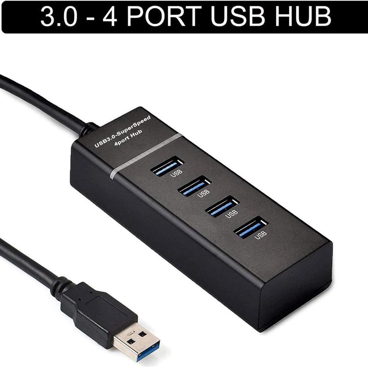 USB HUB 3.0 Powered Ultra Slim 4 Ports Super Speed Mini Smart Charger Charging Port Compact External AC Power Adapter Mac Mini, PC, Laptops