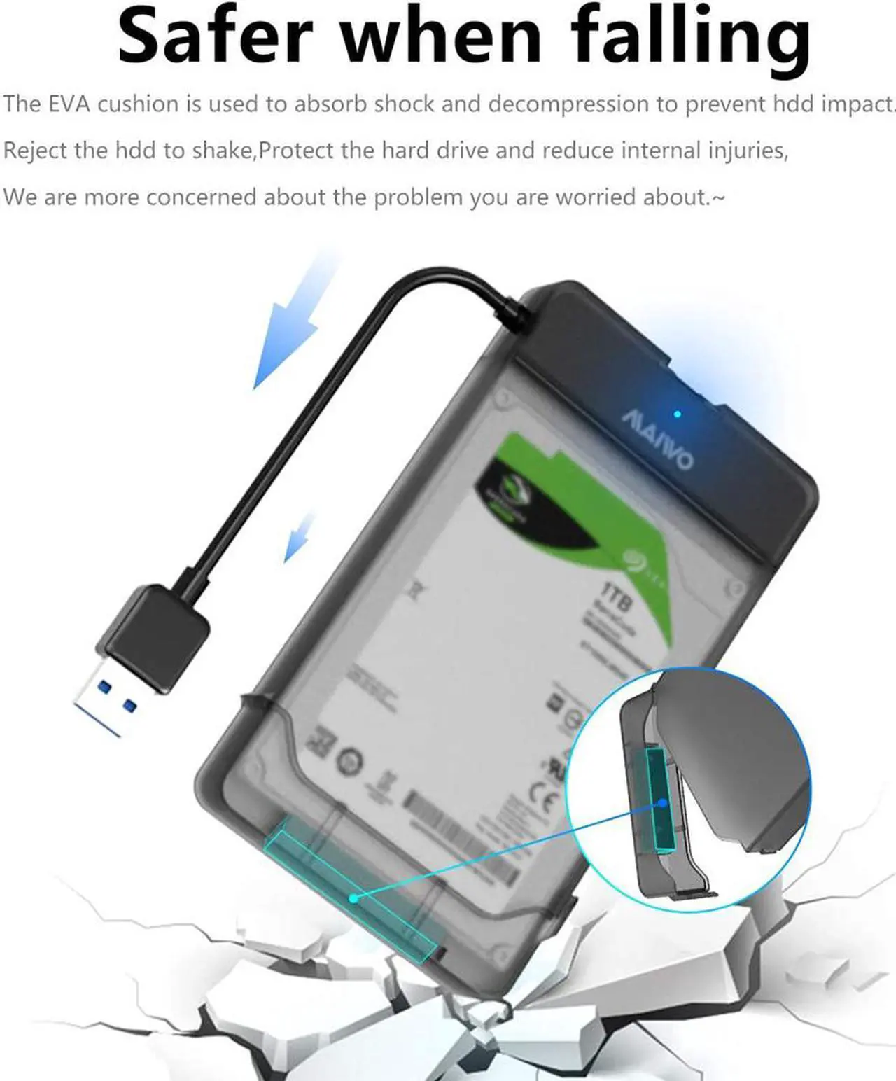 Alt view image 2 of 7 - 2.5 inch USB 3.0 SATA HDD SSD Box 3TB Sata USB 3.0 hdd Hard Disk Drive SSD Enclosure Case Box