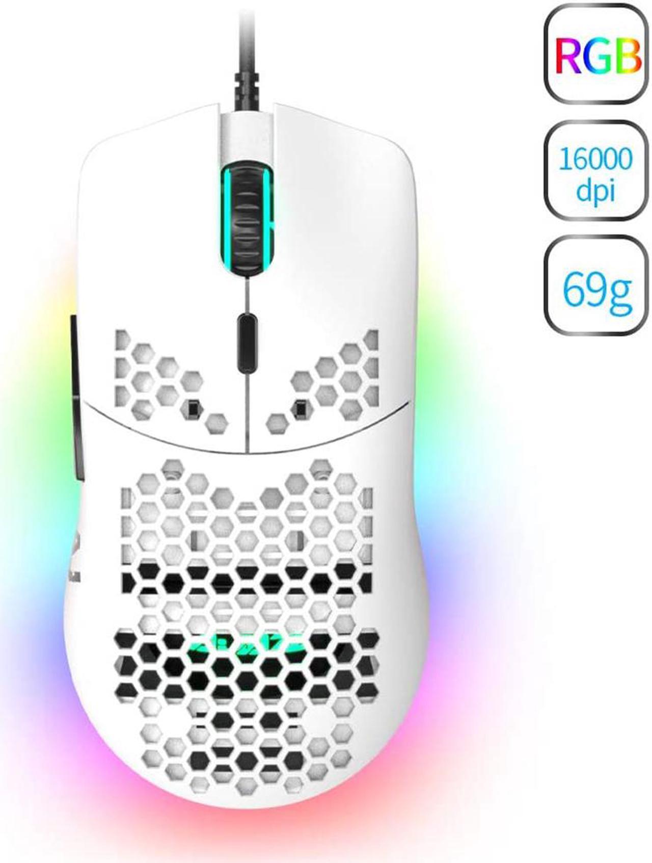 69G USB Wired Gaming Mouse with Lightweight Honeycomb Shell - RGB Chroma LED Light - Programmable 7 Buttons - Pixart 3338 16000 DPI Optical Sensor