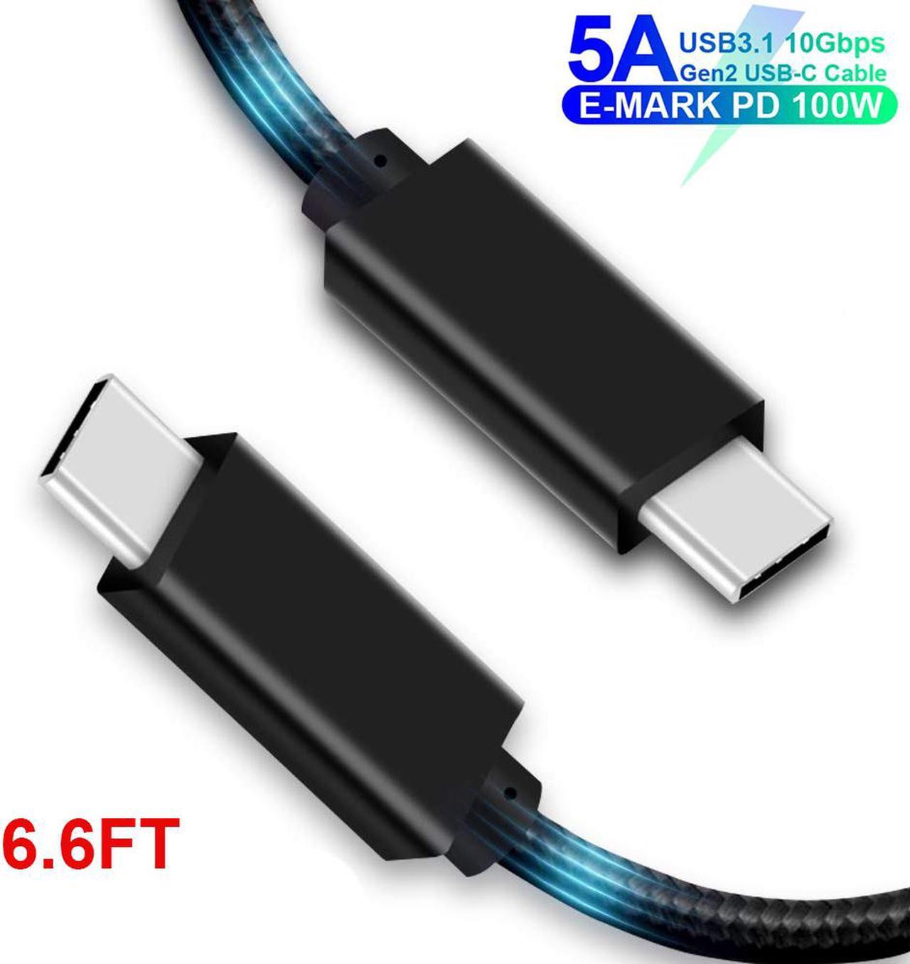 6.6FT USB C to USB C Power Delivery Fast Charging Cable 100W 20V/5A 10Gbps Data Transmision Speed, E-Marker IC, 4K Video/Audio Compatible with All Type-C Laptop Tablet Phone Nintendo Switch and More