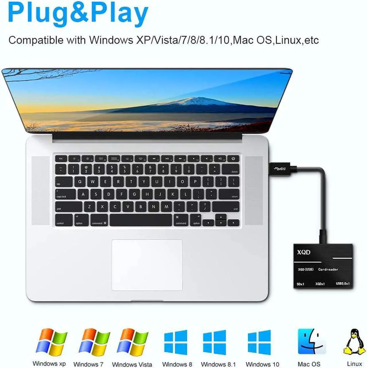Alt view image 3 of 7 - XQD/SD Card Reader Type C, Opluz Dual Slot USB 3.0 Flash Memory Card Reader with High Speed up to 5Gbp/s for SD(HC/XC), Sony G Series, Lexar USB Mark Card, Compatible with Windows/Mac OS System