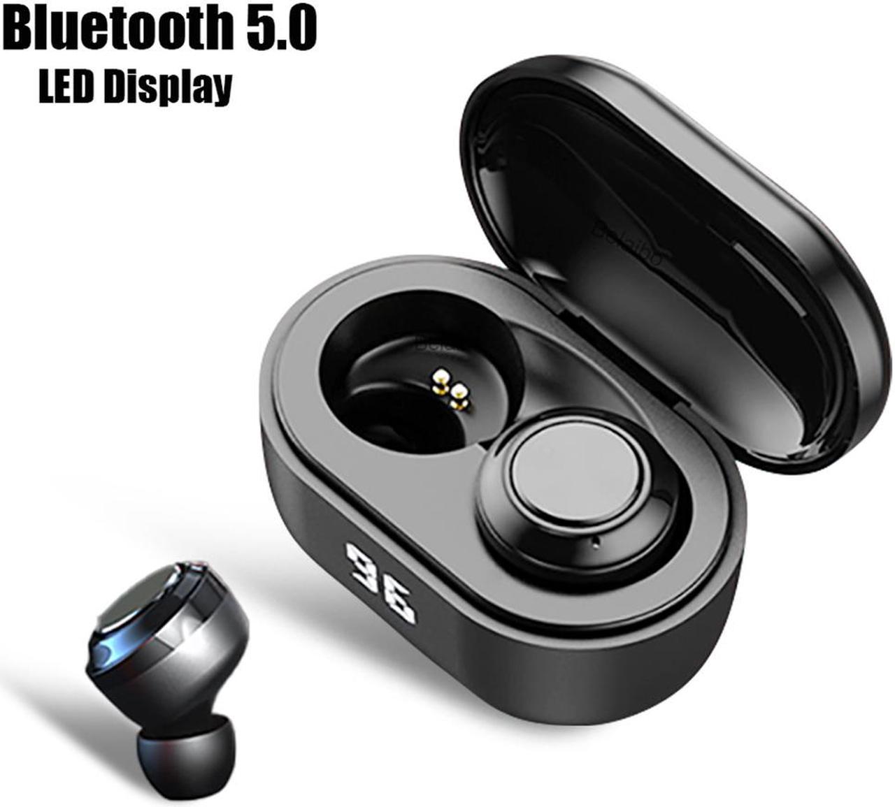 Mini TWS Earbuds, True Wireless Earphones, BT5.0 Headphones IPX5 Waterproof Sports Headsets 3D Surround HiFi Music Earphones with Mic, 300mAh Charging Case