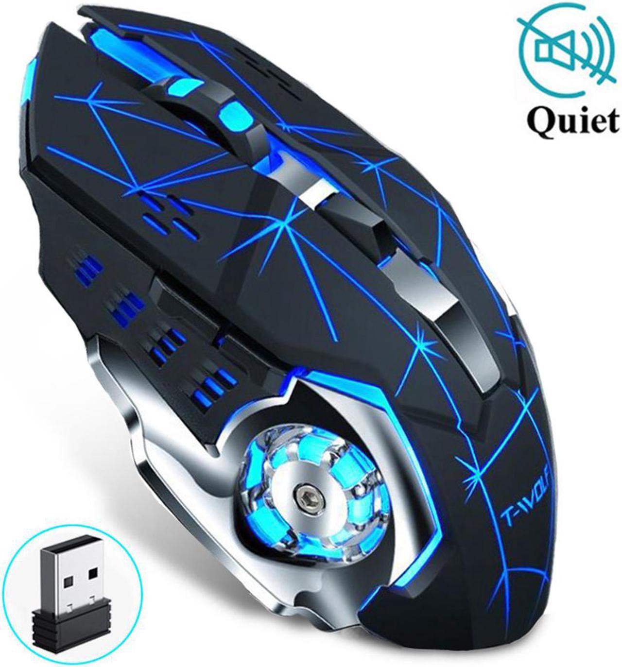 Wireless Silent Gaming Mouse 2.4Ghz 2400 DPI Rechargeable Adjustable 7 Color Backlight Breathing Gamer Mouse Game Mice for PC Laptop