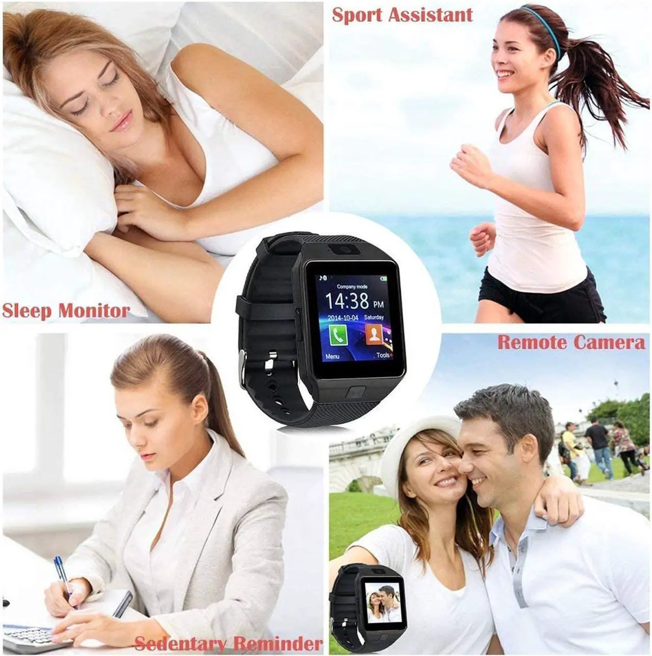 Alt view image 3 of 7 - Bluetooth Smartwatch, Touchscreen Wrist Smart Phone Watch Sports Fitness Tracker with SIM SD Card Slot Camera Pedometer Compatible with iPhone iOS Android for Kids Men Women